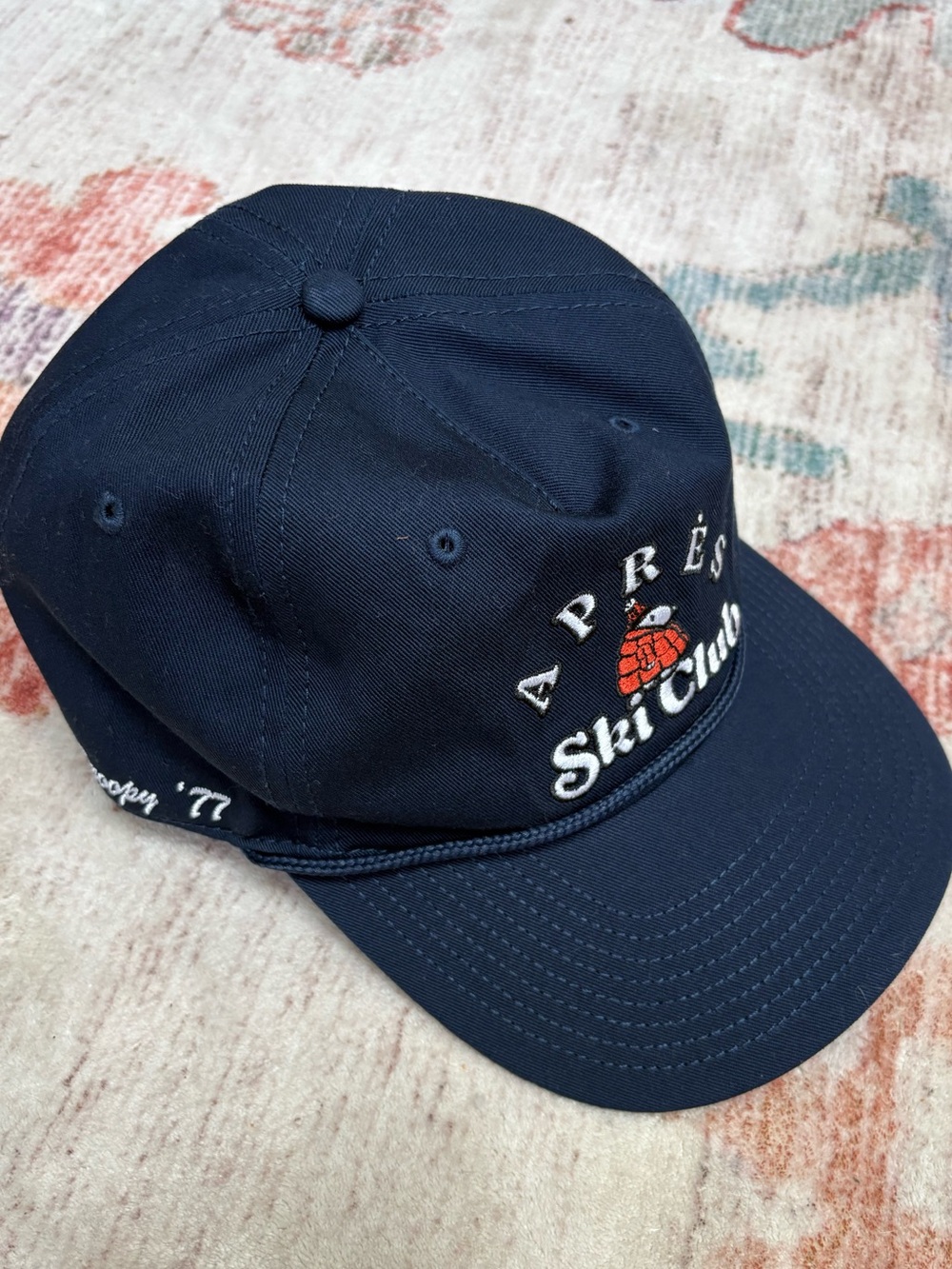 AE Snoopy Baseball Hat Apres Ski Club Navy Adjustable SnapBack NWT